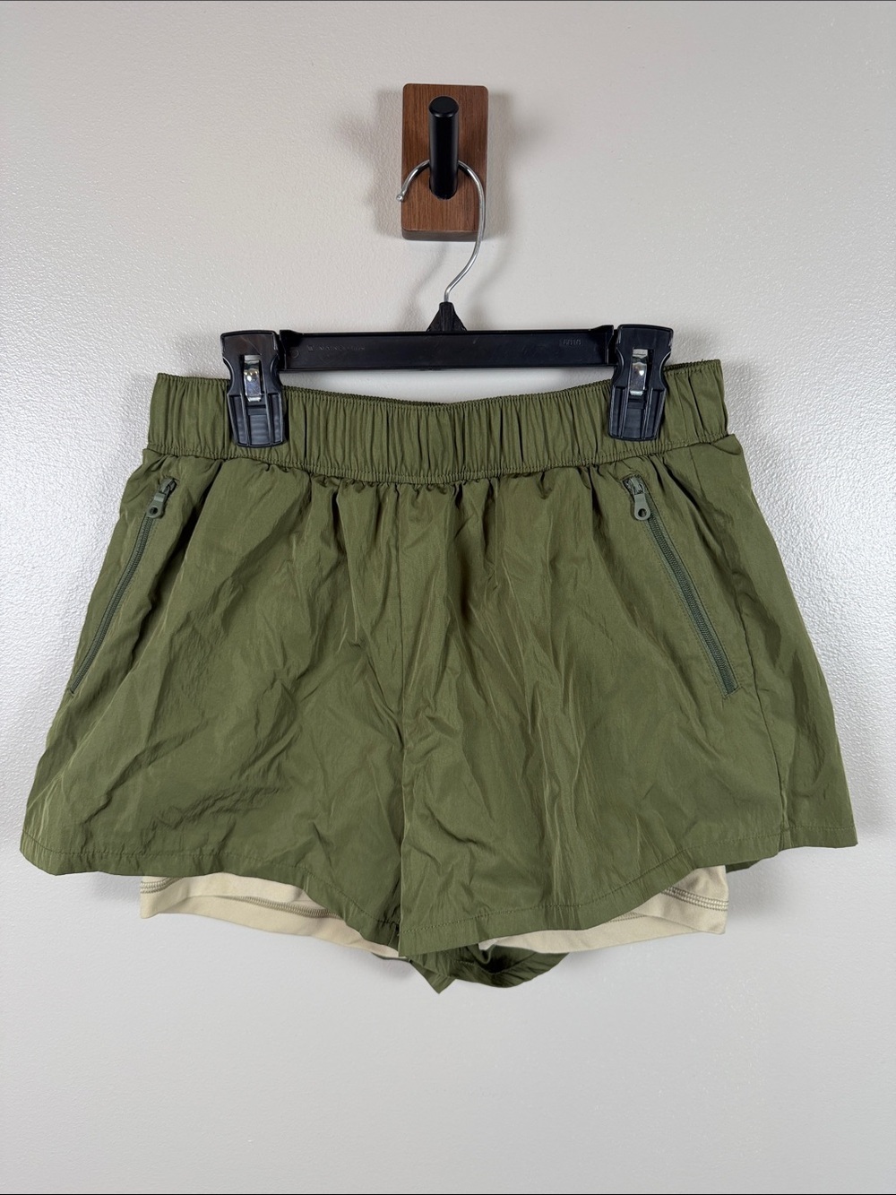 Aerie Olive Green Athletic Shorts with Inner Spandex Shorts